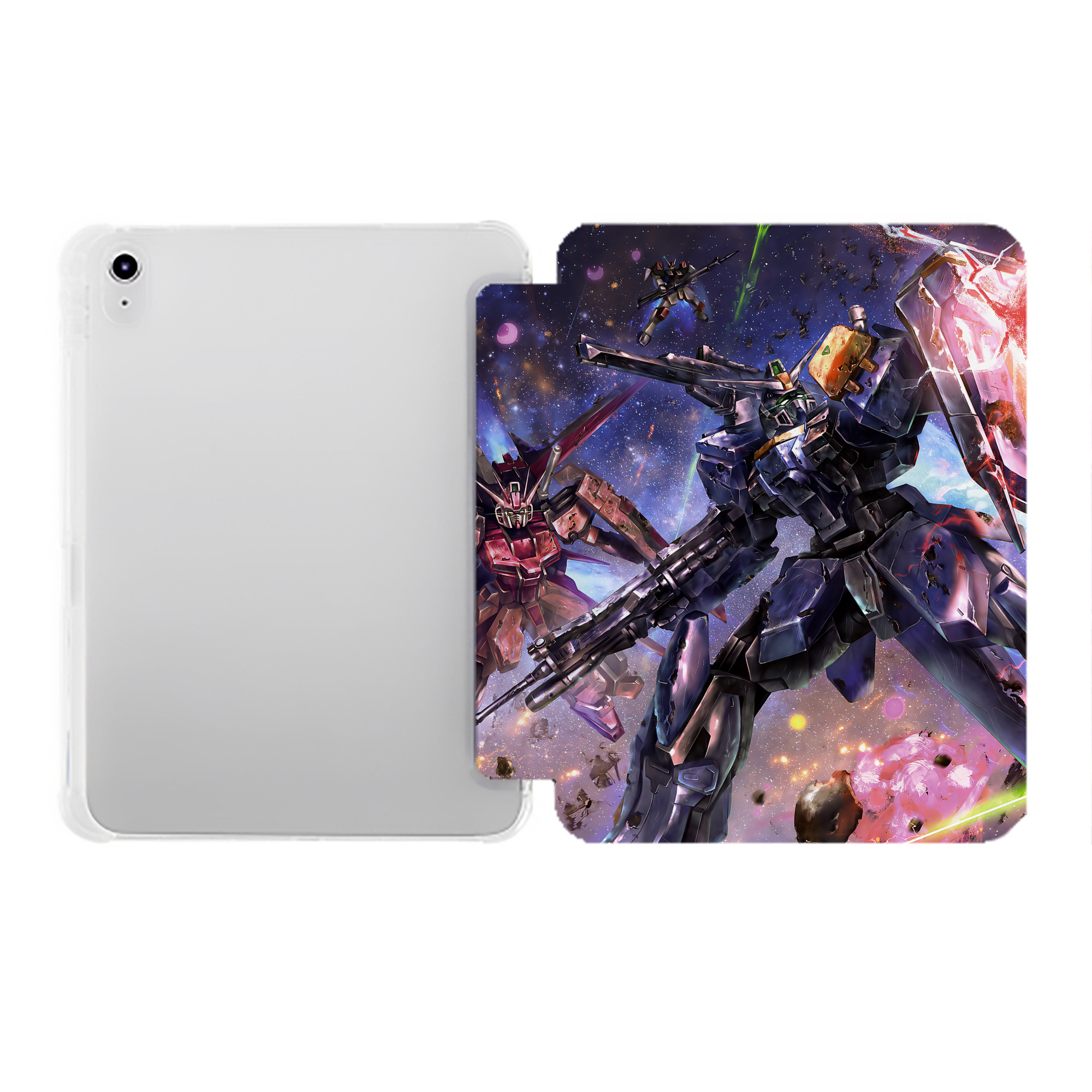 （画像用） 機動戦士ガンダム Mobile Suit Gundam IPad ケース ペン収納付き 三つ折りスタンド PUレザー×シリコン 対応機種9.5/10.5/10.9インチ